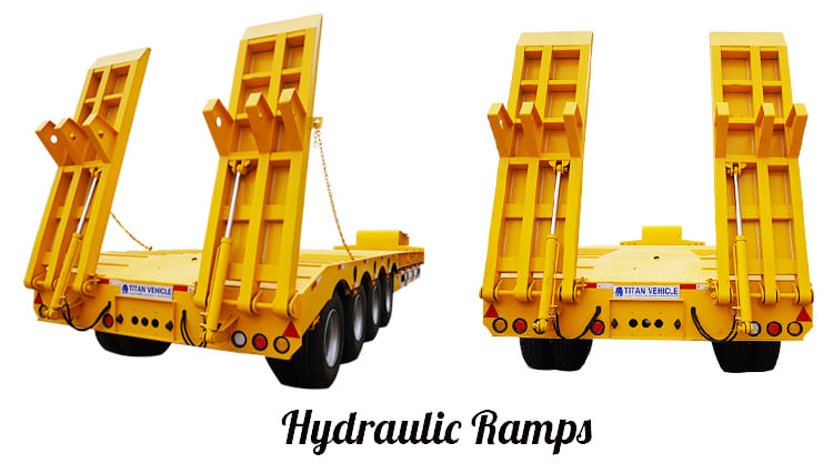 Operation of low bed semi trailer Hydraulic Ramps