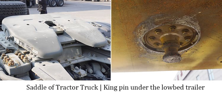 How do you hook up a lowbed truck trailer to a tractor truck?