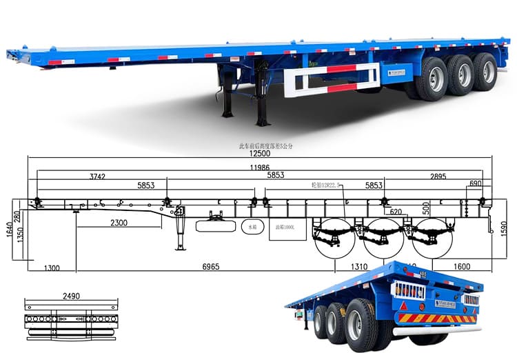 3 Axle 40Ft Semi Flat Bed Trailer for Sale Near Me in Philippines