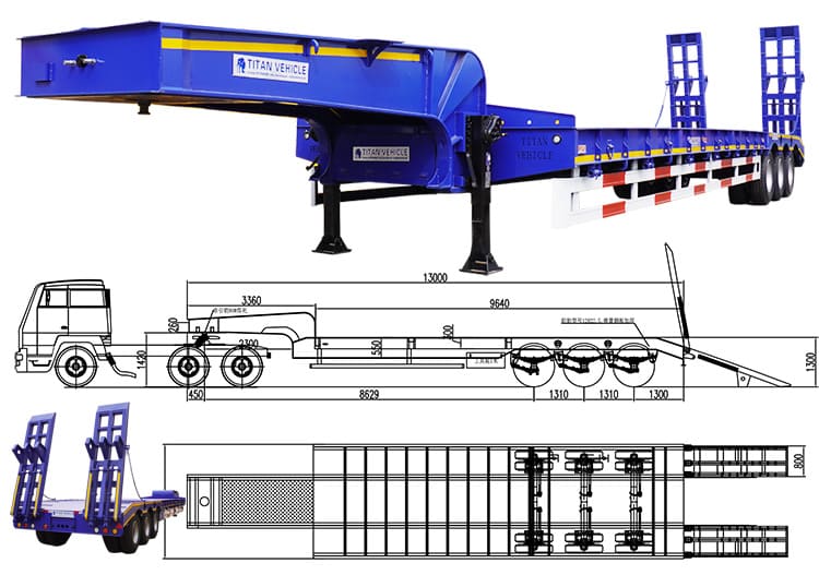 60 Ton Tri Axle Low Loader for Sale in Philippines Manila