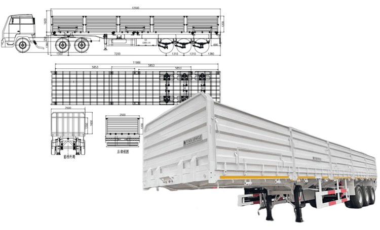 3 Axle Drop Side Trailer for Sale | 60 Tons Trailer Dropside in Philippines Manila
