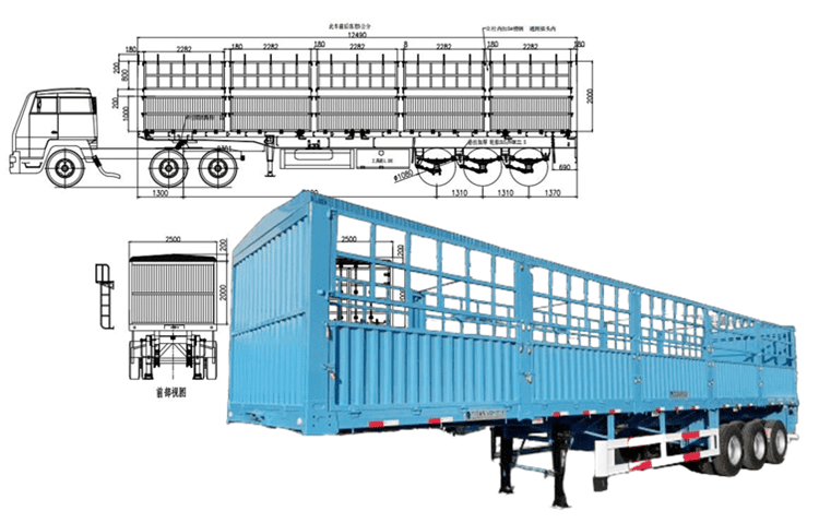 Tri Axle Fence Cargo Trailers for Sale Near Me | Cargo Stake Semi Trailer in Philippines