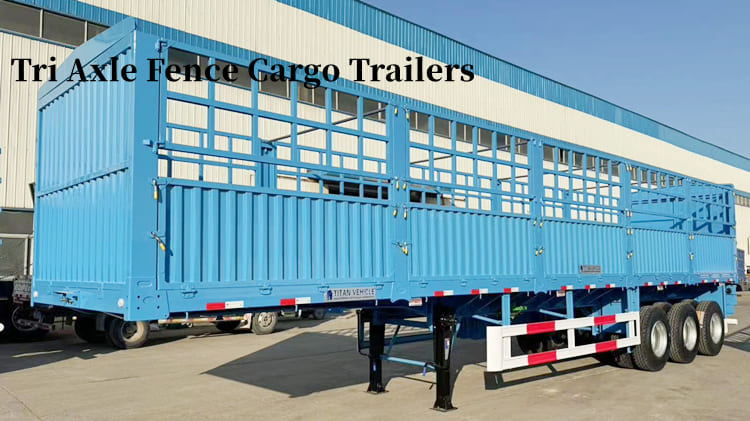 Tri Axle Fence Cargo Trailers for Sale Near Me | Cargo Stake Semi Trailer in Philippines