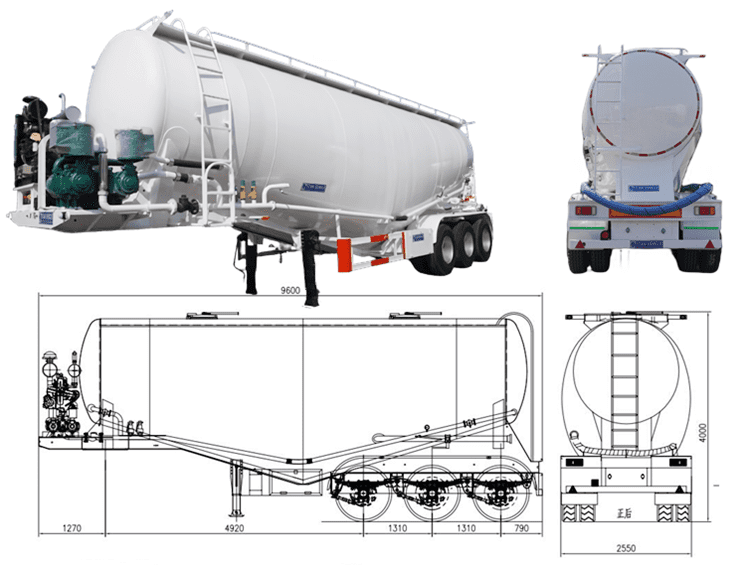 Tri Axle 40CBM Bulk Cement Tanker Trailer for Sale in Philippines Manila
