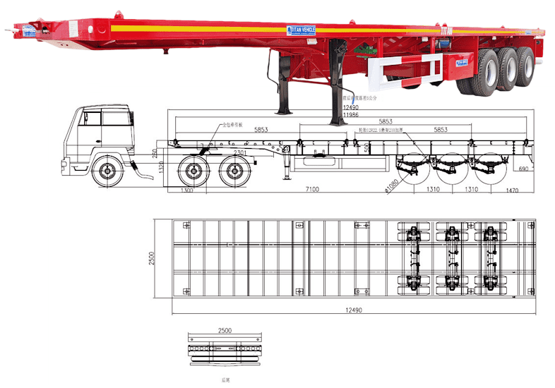 3 Axle 40 Ft Flat Bed Semi Trailer for Sale Price in Philippines 