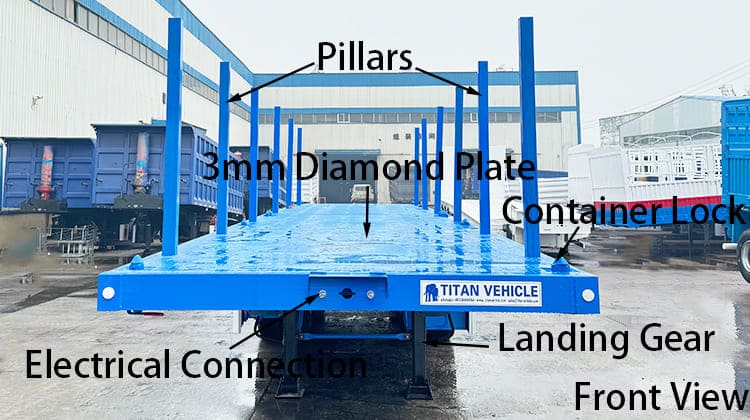 4 Axle Flatbed Deck Trailer for Sale with Pillars in Philippines, Cebu