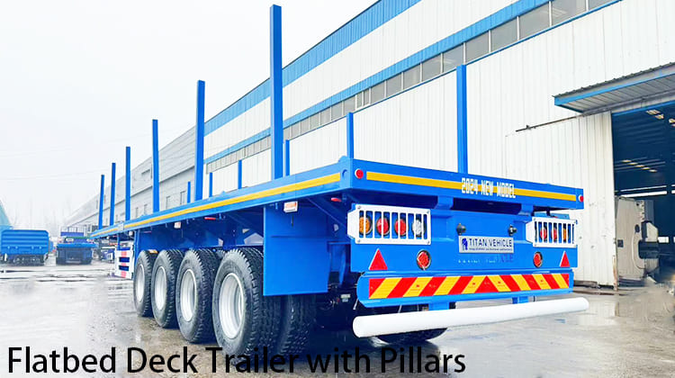 4 Axle Flatbed Deck Trailer for Sale with Pillars in Philippines, Cebu