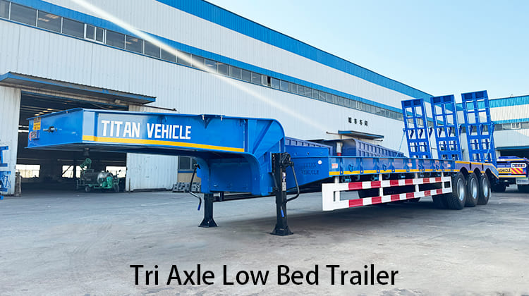 Tri Axle Low Bed Trailer with Ramp for Sale in Philippines, Naga
