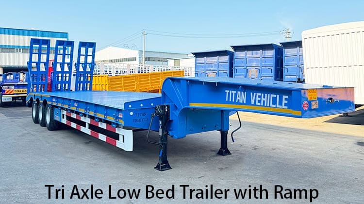 Tri Axle Low Bed Trailer with Ramp for Sale in Philippines, Naga
