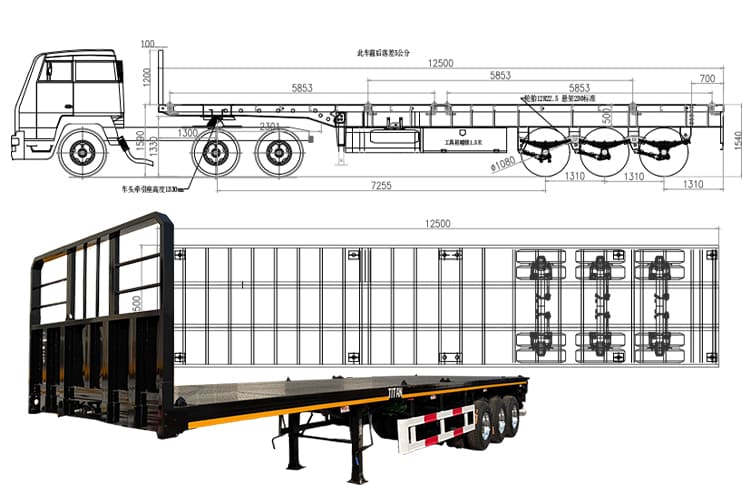 3 Axle 40Ft Semi Flatbed Truck Trailer for Sale in Philippines