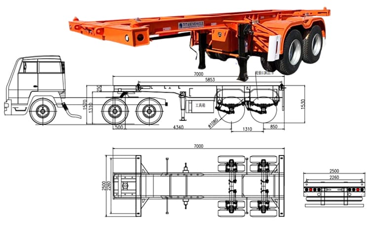 20 Ft Shipping Container Chassis Trailer for Sale in Philippines Cebu