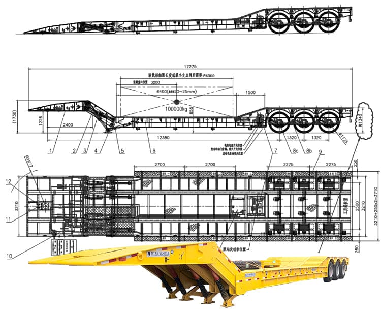 3 Axle 100 Ton Folding Gooseneck Trailer | Front Loading Low Bed Gooseneck Trailers for Sale in Philippines Manila