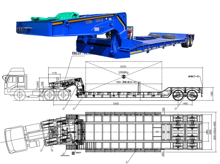 2 Line 4 Axle Hydraulic Detachable Gooseneck Lowboy Trailers | Detach Gooseneck Trailer for Sale in Philippines 